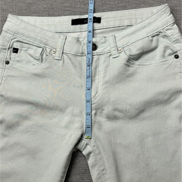 KanCan Womens Size 5/26 Mint Green Skinny Jeans Raw Hem Ankle Zipper Low Rise - Picture 9 of 14